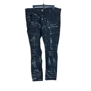 Kindred KNRD Men's 38x32 (Fits 38x31) Black Jeans White Paint Splatter